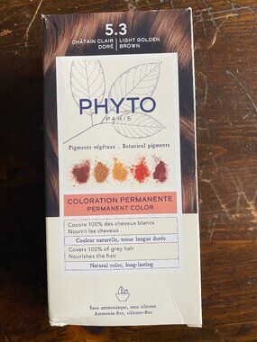 Phyto Paris Permanent Hair Color 5.3 Light Golden Brown Ammonia & Silicone Free